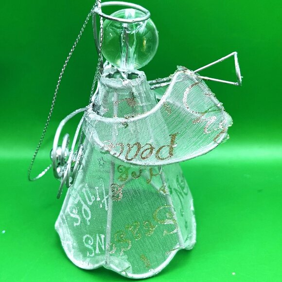 VTG Satin Ball Mesh Heart Star Angel Ornament Set/4 Gold Silver Tassel Beaded - Picture 9 of 10